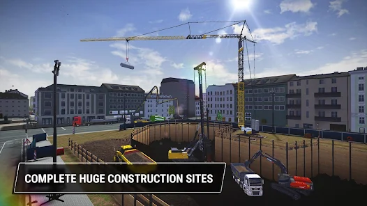 Snímek ze hry Construction Simulator 3 — pracovní stroj na stavbě